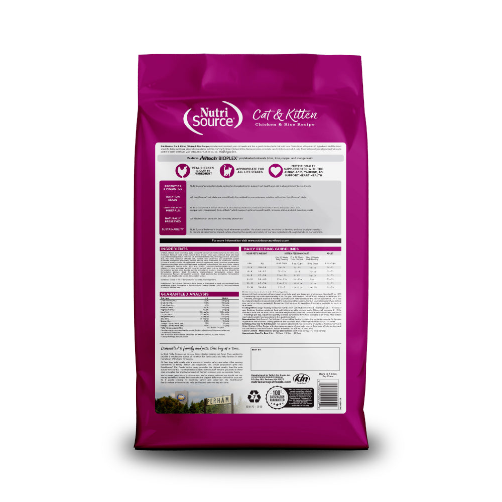 NutriSource Cat & Kitten Chicken & Rice Recipe - bag back