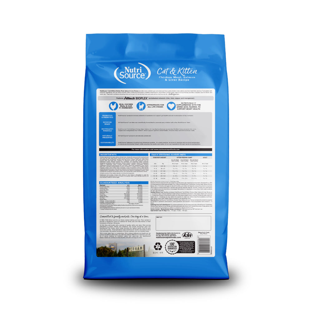NutriSource Cat & Kitten Chicken Meal, Salmon & Liver Recipe - bag back