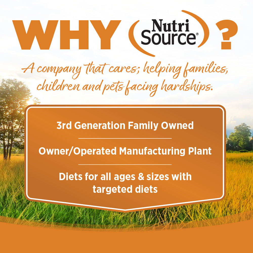 WHY NutriSource? - A company that cares; helping families, children and pets facing hardships.
