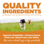 Quality Ingredients: Superior Palatability & Nutrient Dense – Feed less, spend less, less waste. No corn, wheat, soy or by-products.
