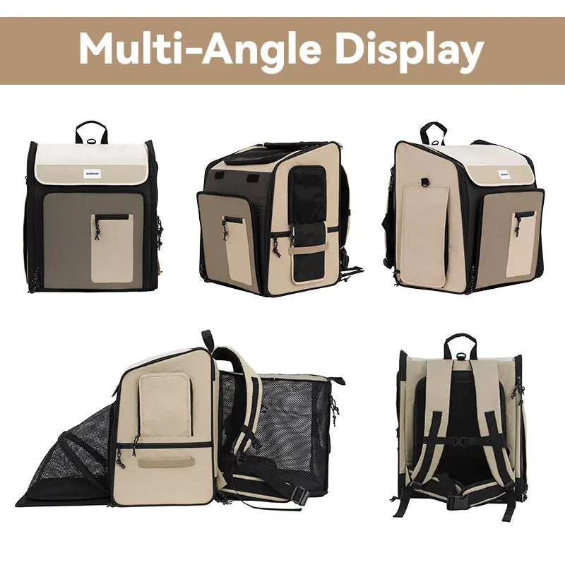 Pet Travel Backpack Tent for Cats and Small Dogs, Expandable 360° Ventilated Carrier for Car Trips, Camping and Home
