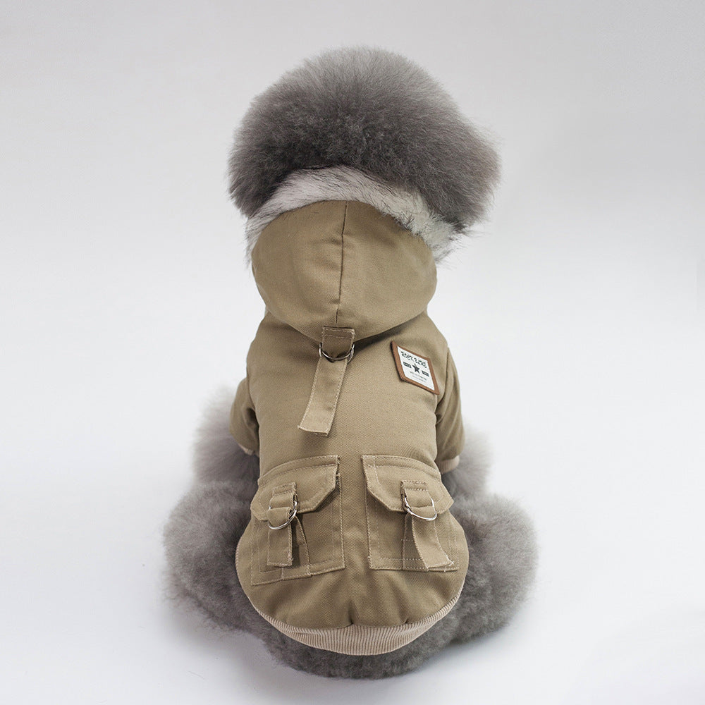 Dog Vest Coat Two-Leg Autumn Winter Lined Warm Pet Clothes for Small Medium Dogs, Sleeveless Back Coverage Dog Jacket for Cold Weather, Sizes S M L XL XXL, Deep Gray & Khaki