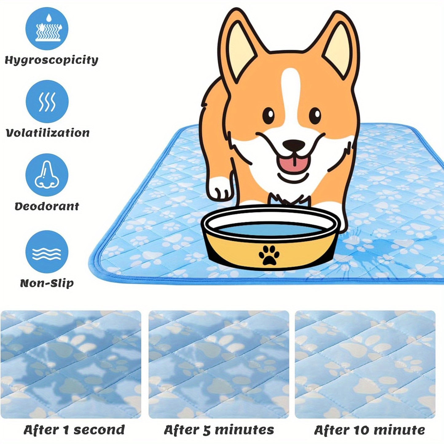 Dog Cooling Mat Self-Cooling Pad for Dogs & Cats - Pressure Activated Arc-Chill Fiber, Non-Toxic Washable Foldable Pet Cool Mat for Summer, Indoor Outdoor Use, Small Medium Large XL