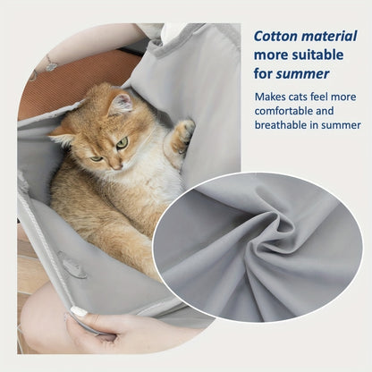 Cat Grooming Apron Restraint Bag with 4 Fixed Holes – Breathable Anti-Scratch Cat Bathing Bag for Nail Trimming, Ear Cleaning & Grooming, Portable Cat Care Wrap for Home & Vet Use