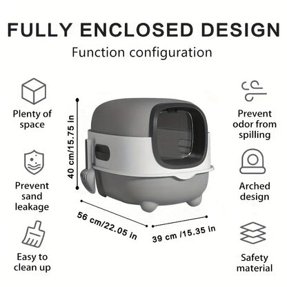 Enclosed Cat Litter Box with Odor Control - Foldable Top Entry Design, Splash-Proof Walls, Compact Size for Small Spaces, Suitable for Kittens and Adult Cats
