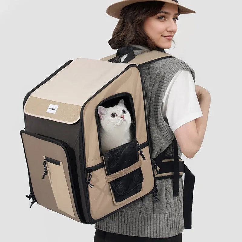 Pet Travel Backpack Tent for Cats and Small Dogs, Expandable 360° Ventilated Carrier for Car Trips, Camping and Home