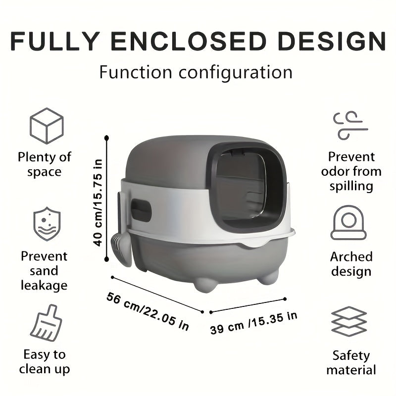 Enclosed Cat Litter Box with Odor Control - Foldable Top Entry Design, Splash-Proof Walls, Compact Size for Small Spaces, Suitable for Kittens and Adult Cats