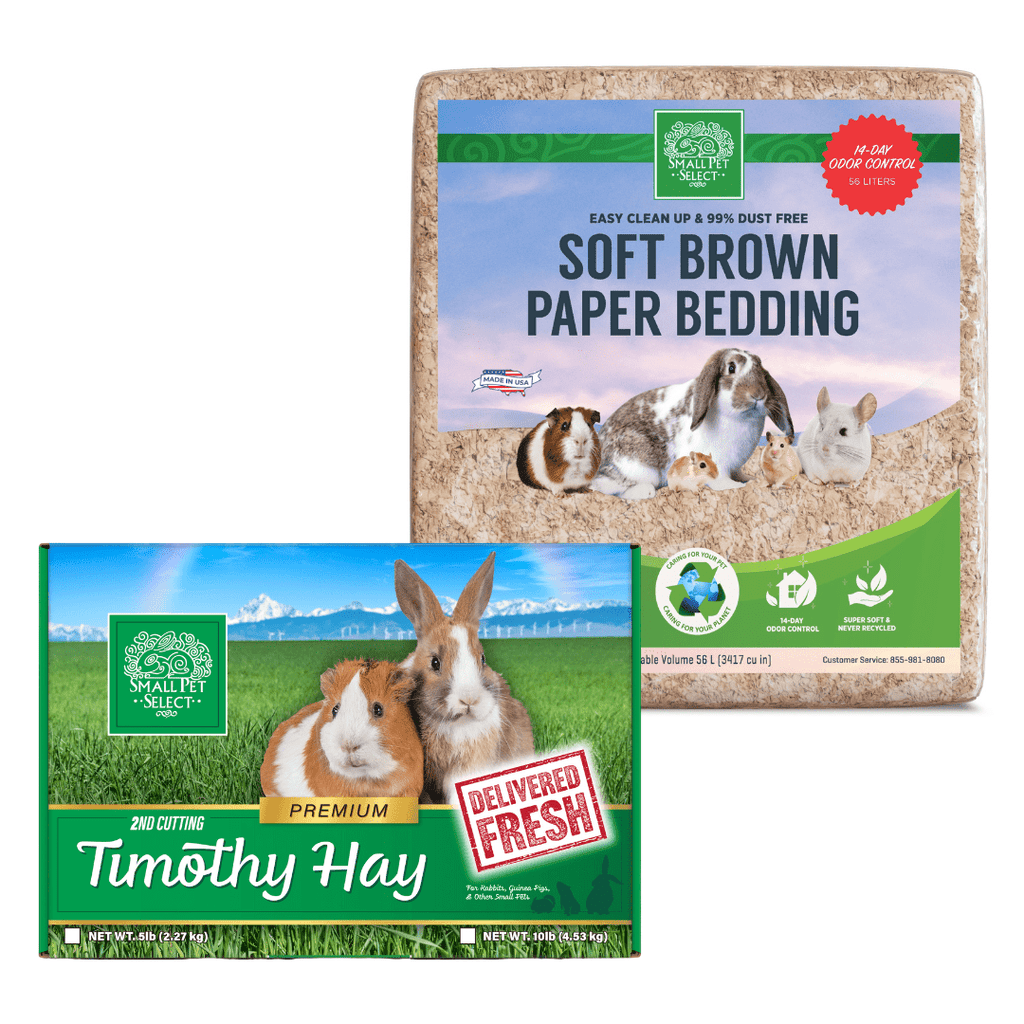 Timothy Hay and Small Pet Bedding Bundle 10lb  2nd Cut Hay + 56L of Brown Paper Bedding