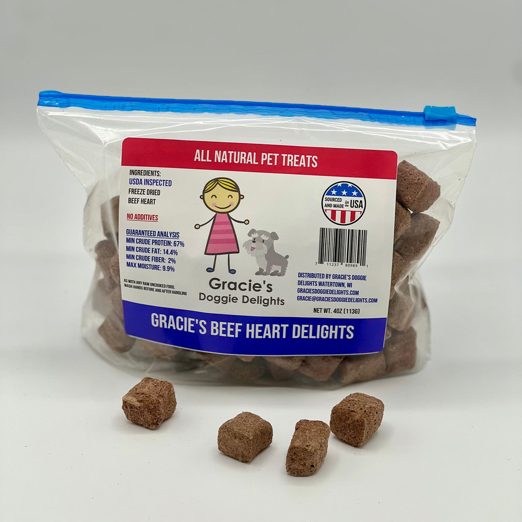 Freeze-Dried Beef Heart Dog Treats, 4oz Bag