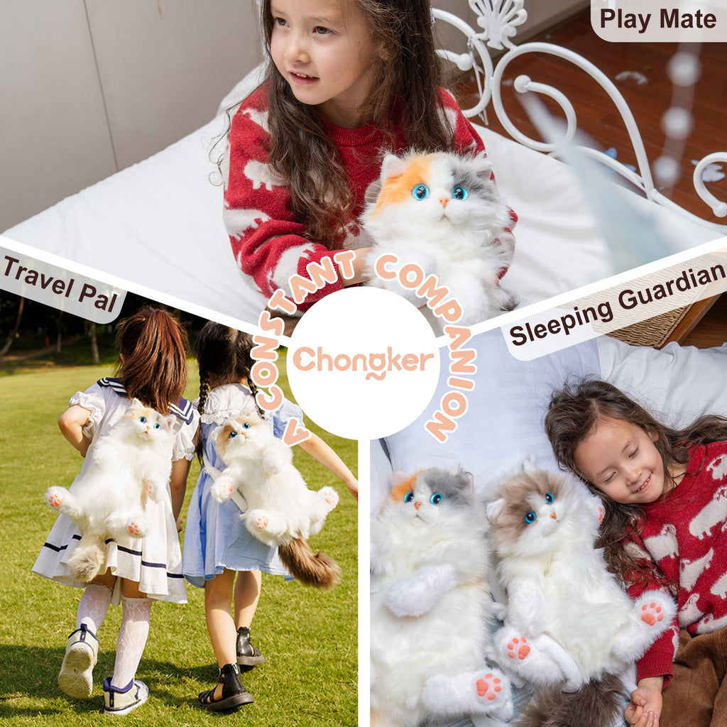 Cat Backpack Mini Calico Plush Kitty Bag for Teens, a Comforting Companion for Calm Moments Wherever You Go