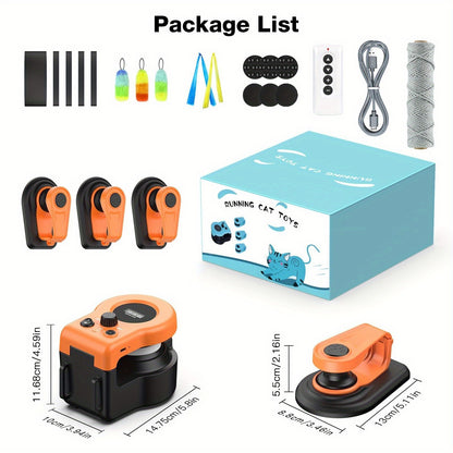 Interactive Cat Toy Auto & Remote Control - Electric Feather Mouse Lure Coursing Machine with DIY Track, Mouse Sounds, Auto Timer, Boredom Buster for Indoor Cats Kittens, 2 Speed Modes