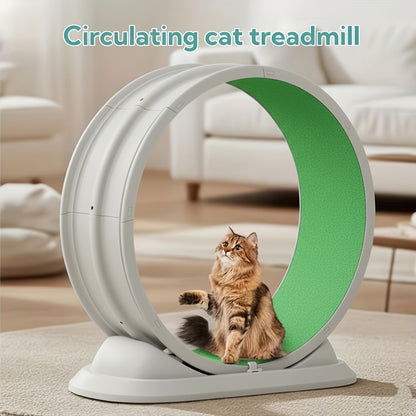 Cat Treadmill Indoor Exercise Wheel Durable Plastic Running Wheel for Indoor Cats All Breeds No Battery Needed Silent Spinner Cat Fitness Toy XXL Green Grey