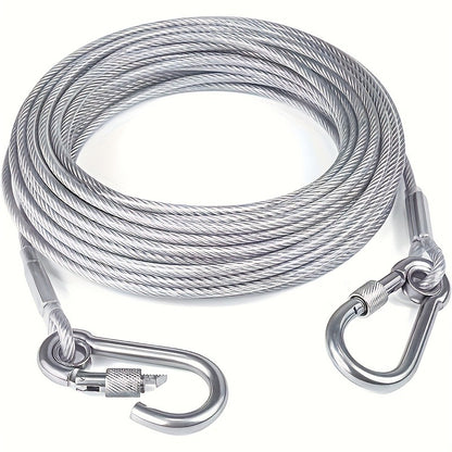 Stainless Steel Dog Leash Reflective Rust-Resistant Heavy Duty Cable Tie-Out for Medium Large Dogs Outdoor Yard Camping 3XL 4XL Multiple Lengths Silvery Grey