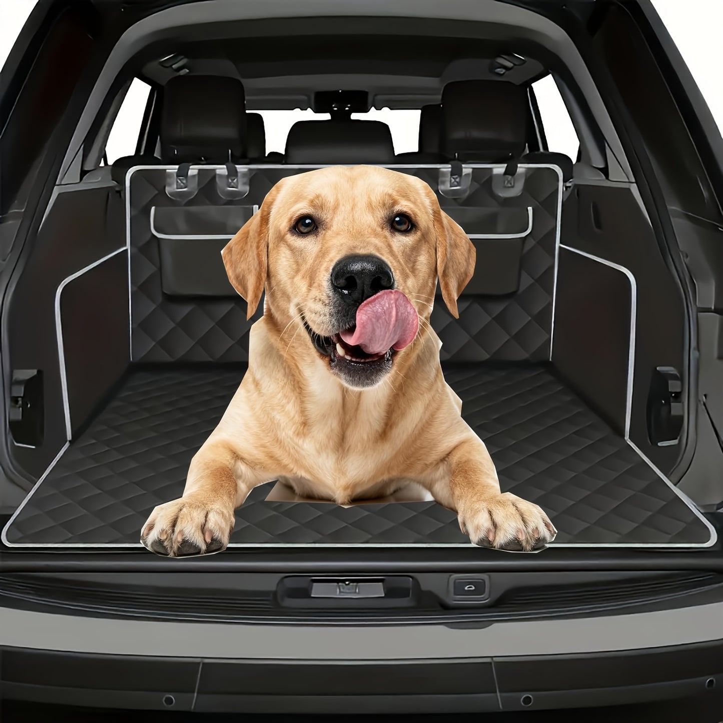 Dog Cargo Liner for SUV Sedan & Van – Waterproof Trunk Mat with Bumper Flap Protector, Non-Slip 600D Oxford, Universal Fit, Scratch & Hair Resistant, Includes Collapsible Dog Bowl