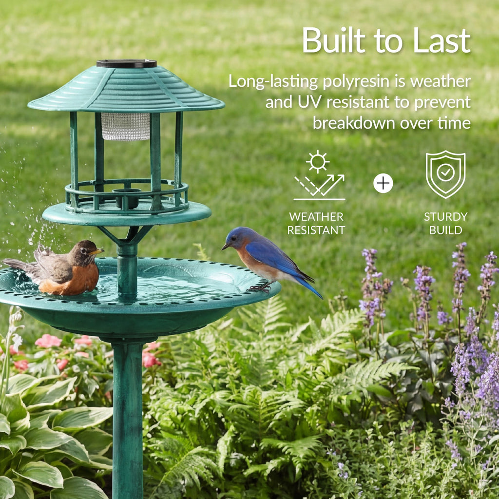 Solar Lighted Pedestal Bird Bath product image 25