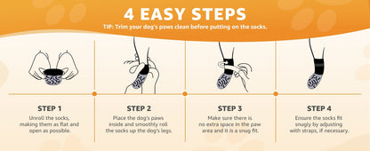 Non-Slip Dog Socks Double-Sided Grip Paw Protector with Adjustable Straps – Anti-Lick Dog Booties for Hardwood Floors, Senior Dogs & Injury Recovery, Sizes XS to L, Set of 4