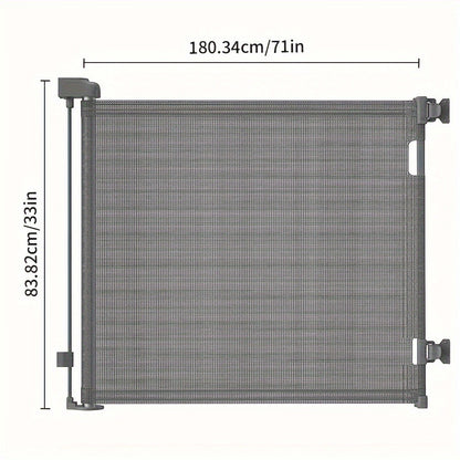 Retractable Baby Gate & Mesh Dog Gate - Extends 55" to 197" Wide, Child Safety Gate for Doorways Stairs Hallways, Indoor & Outdoor Use, Black / White / Gray, 6 Size Options