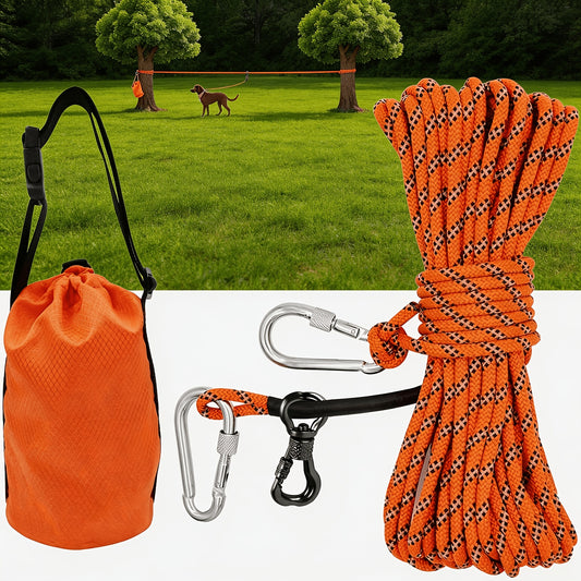 Dog Tie-Out Cable & Overhead Trolley System - 50/75/100ft Reflective Design, Supports Up to 200lbs, Portable Dog Run for Yard, Camping & Parks, M/L/XL, 4 Colors