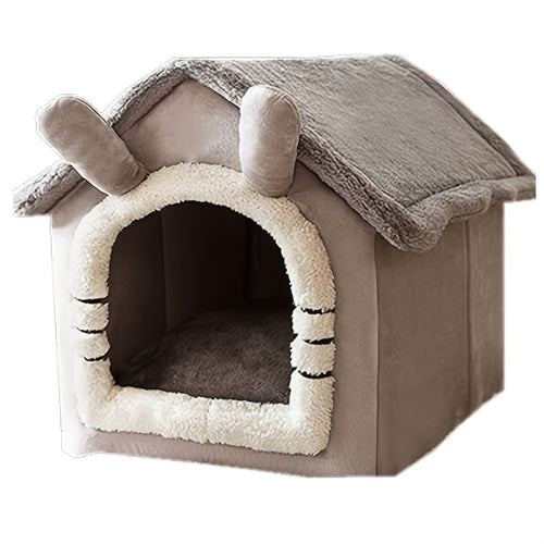 (Express Delivery) Comfortable Pet House for Cats And Dogs - Detachable, Washable Winter Bed | Classic Style Soft Polyester Cat Cave Nest