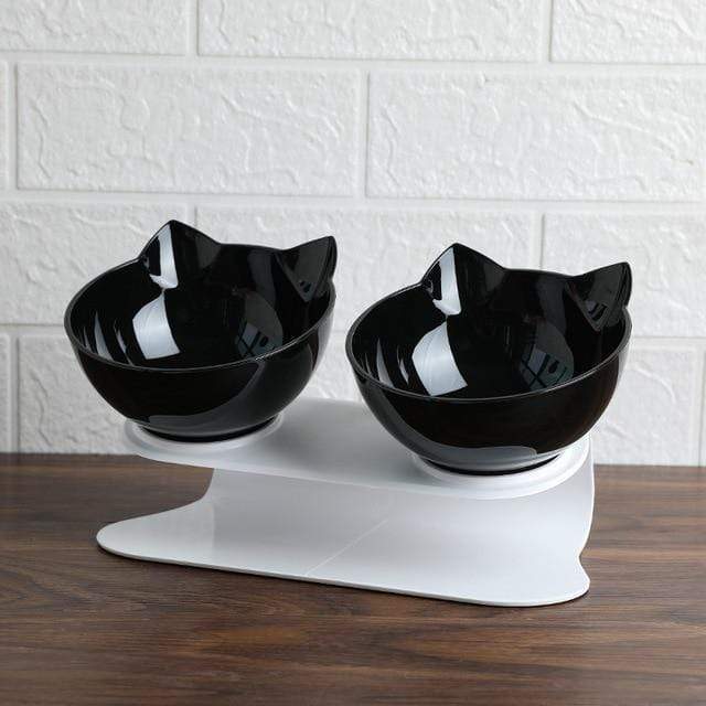 15-Degree Elevated Cat Bowl Black / Double