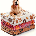 1 Pack 3 Blankets Super Soft Fluffy Premium Fleece Pet Blanket Flannel Throw for Dog Puppy Cat Paw Brown/Pink/White(Free Pet Drying Towel Included)