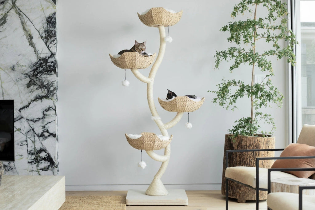 Four-Basket Cat Tree, Cotton White