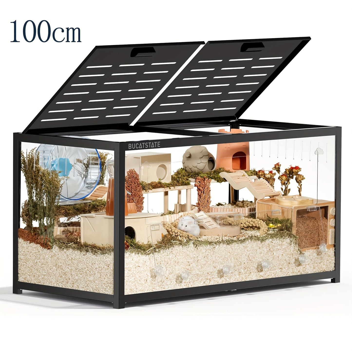Large Hamster Cage Metal Chew-Proof - BUCATSTATE 3.0 Stackable Syrian Hamster Tank with Top Access, 7.8 ft² Deep Base for Bedding, Rat Guinea Pig Gerbil Mouse Cage - 39.37 & 47.24 Inch Options