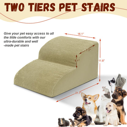 Dog Stairs for High Beds & Sofas – 2/3/4 Step Memory Foam Pet Steps with Non-Slip Bottom, Washable Cover & Textured Surface – Supportive Dog Steps for Senior Dogs, Puppies & Small Breeds