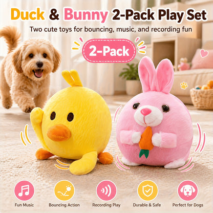 Electronic Bouncing Dog Toy with Animal Sound - USB Rechargeable Interactive Rolling Ball, Voice Recording & Music Mode, Washable Motion Sensor Toy for Small Medium Dogs & Puppies