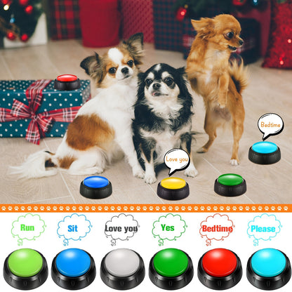 Dog Communication Buttons 12 Pack Recordable Talking Button Set 30 Second Voice Recording Pet Training Speaking Buttons 12 Colors Gift for Dogs Home Office