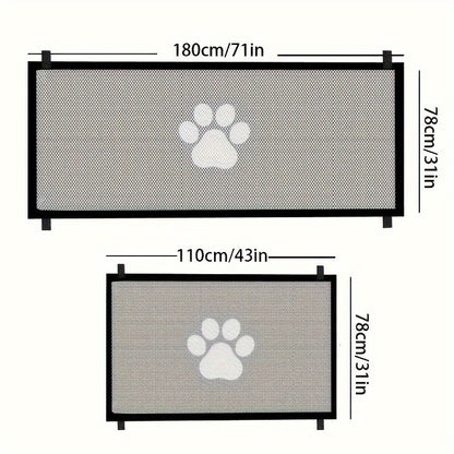 Pet Gate Folding Mesh Dog Safety Fence Isolation Net - Portable Collapsible Pet Barrier for Doorways Stairs Cars, Indoor Outdoor Dog Cat Protection Gate, Small Large Size Available