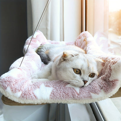 Cat Window Hammock Bed Ultra Soft - Cozy Cloud Plush Perch for Cats, Secure Suction Cup Mount Window Seat, Space-Saving Cat Sunbathing Bed for Indoor Cats, Feline Naptime Lounger Khaki