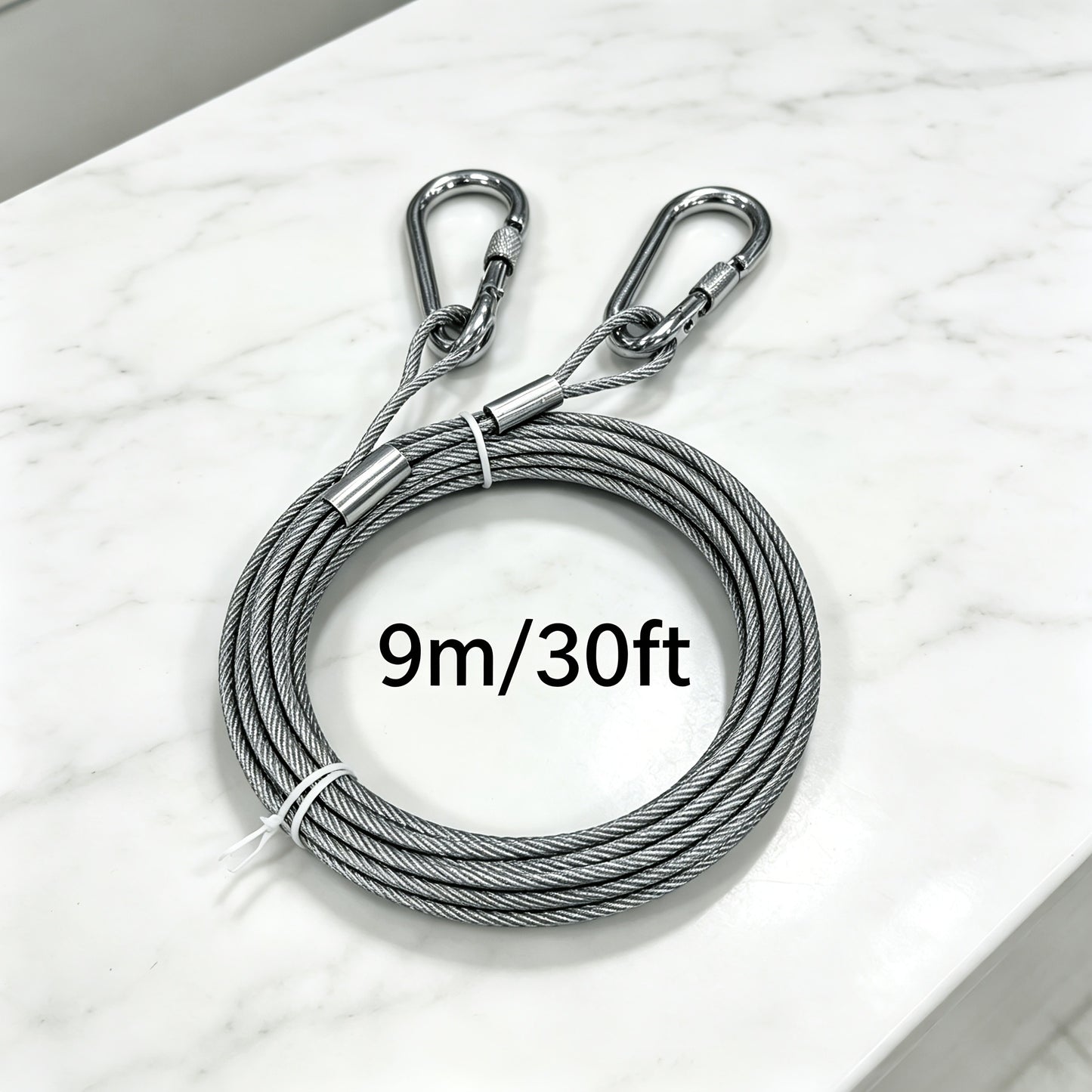 Stainless Steel Dog Leash Reflective Rust-Resistant Heavy Duty Cable Tie-Out for Medium Large Dogs Outdoor Yard Camping 3XL 4XL Multiple Lengths Silvery Grey