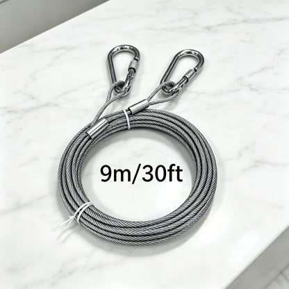 Stainless Steel Dog Leash Reflective Rust-Resistant Heavy Duty Cable Tie-Out for Medium Large Dogs Outdoor Yard Camping 3XL 4XL Multiple Lengths Silvery Grey