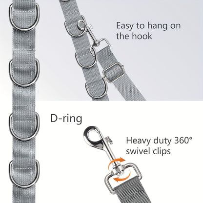 Dog Grooming Traction Rope Set 3pcs – Adjustable Restraint Loop with Rings, No Battery Needed, Pet Bathing & Styling Restraint Accessories for Professional Groomer Assistant Kit, Grey