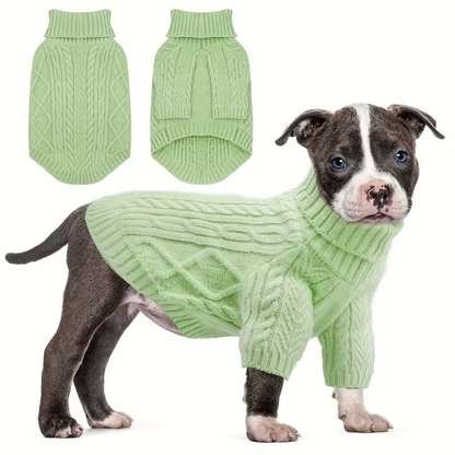 Dog Sweater Turtleneck Warm Knit Pullover with Soft Long Sleeves for Small Medium Breeds, All-Season Machine Washable Pet Sweater for Chihuahuas Bulldogs Dachshunds, Sizes XS S M L XL, Pink Violet Light Purple Light Green Greenish Yellow