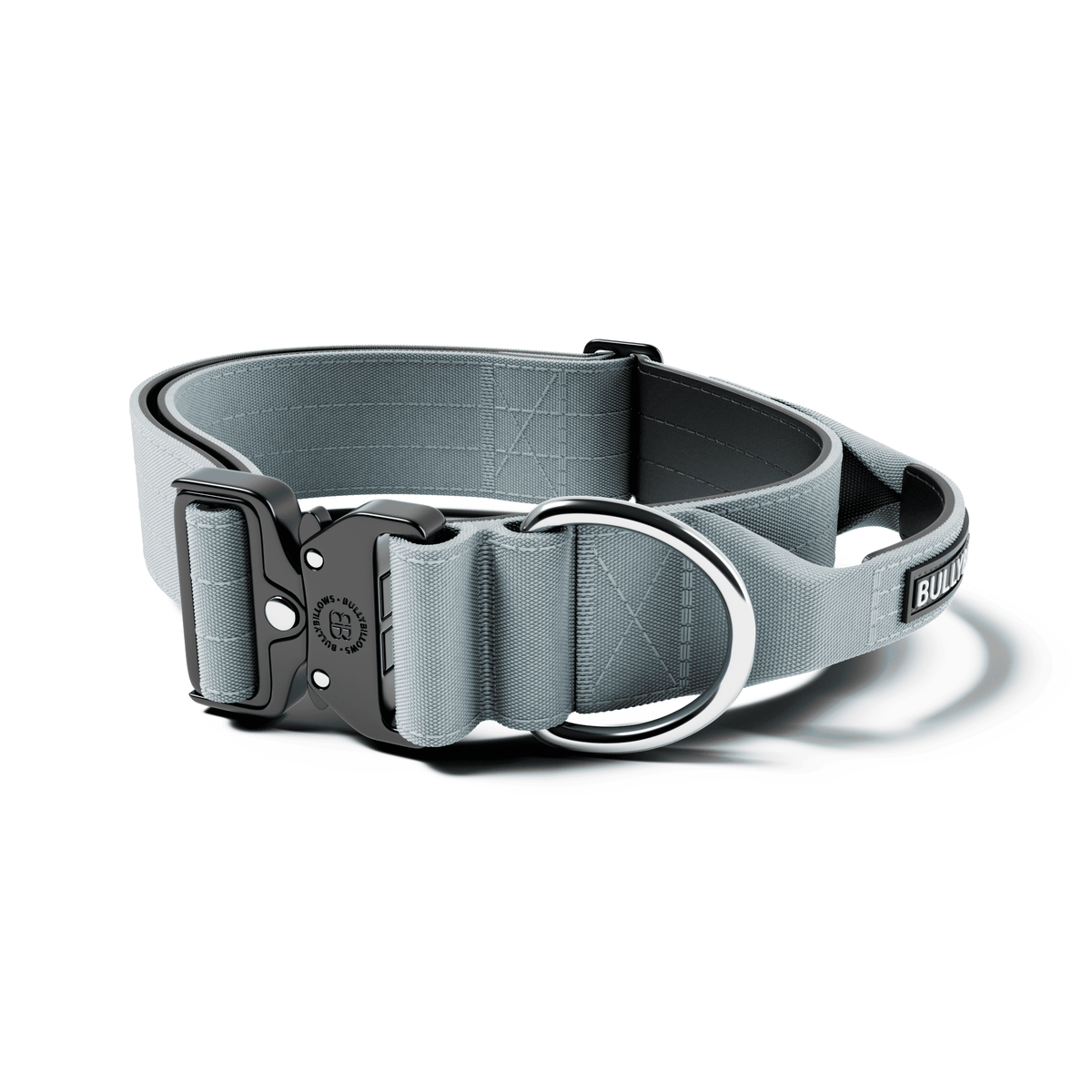 Wide Control-Handle Dog Collar Metal Grey / SMALL