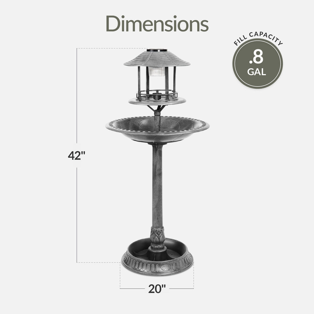Solar Lighted Pedestal Bird Bath product image 9