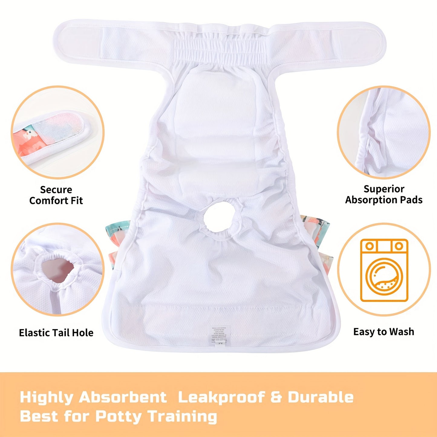Washable Female Dog Diapers 3 Pack - Reusable Highly Absorbent Dog Period Panties for Heat Incontinence Puppy Training, XS S M L, Multiple Prints