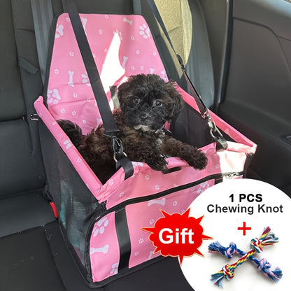 Dog Car Booster Seat for Small Dogs & Cats - Foldable Oxford Pet Car Seat Carrier with Safety Leash, Adjustable Straps, Breathable Mesh, Elevated View, Soft Washable Travel Bag for Puppies & Kittens