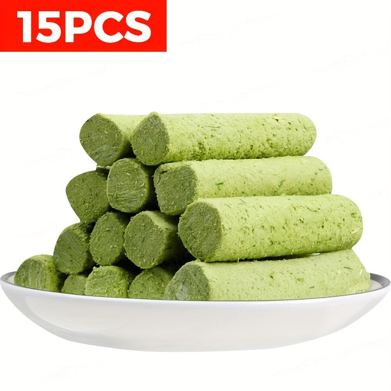Cat Grass Sticks for Hairballs – Freeze-Dried Treats with Instant Granules & Hair Cream Tablets for Indoor Cats 15pcs