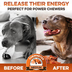 Before and after dog chewing treat, perfect for power chewers with medium chew strength