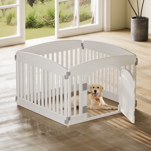 Foldable Dog Playpen & Indoor Outdoor Pet Fence – Portable, Easy to Clean, 4-Panel & 6-Panel, White & Black
