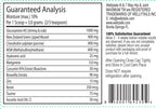 Rectangular white label for Wellytails 7 Way Hip & Joint MAXIMUM with a guaranteed analysis table and barcode.