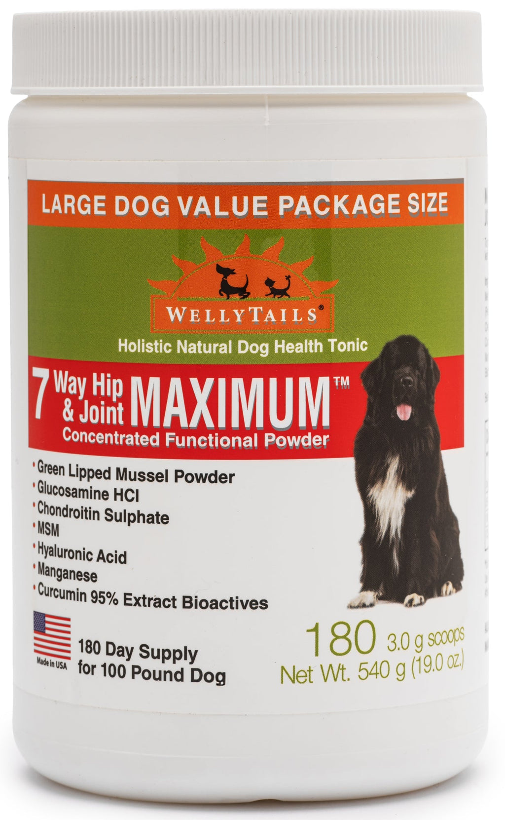 Maximum Strength Dog Hip and Joint Supplement, 270 grams 90 scoops = supply a 100 pound dog for 90 days