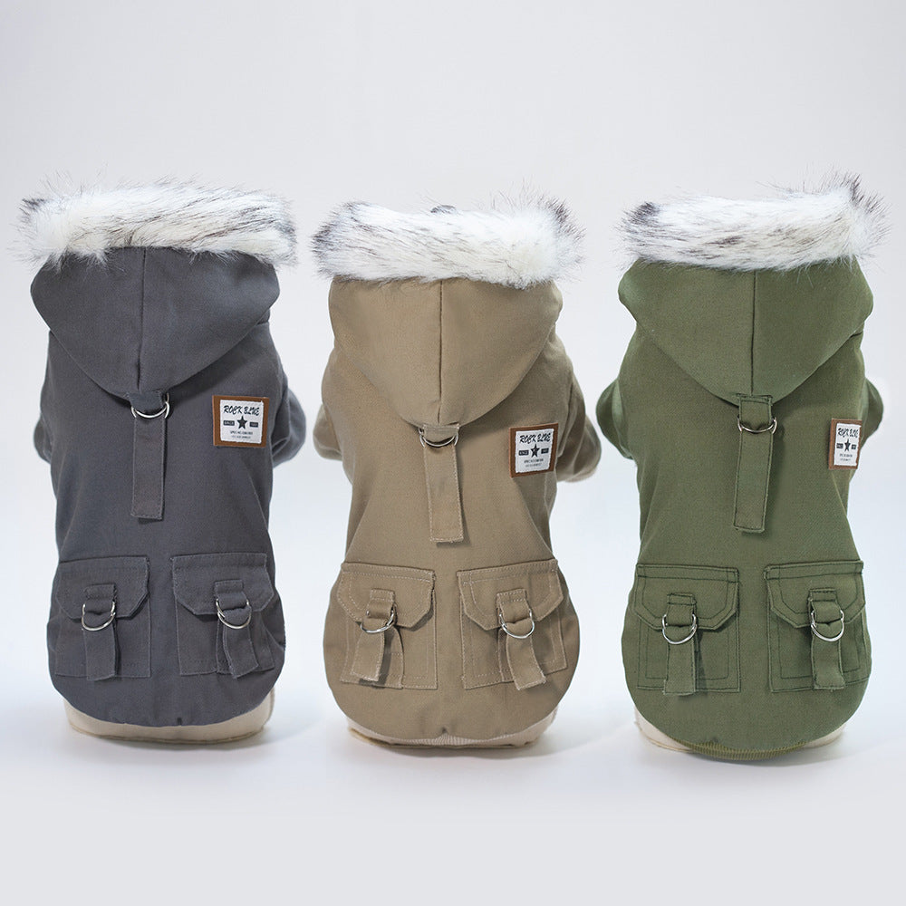 Dog Vest Coat Two-Leg Autumn Winter Lined Warm Pet Clothes for Small Medium Dogs, Sleeveless Back Coverage Dog Jacket for Cold Weather, Sizes S M L XL XXL, Deep Gray & Khaki