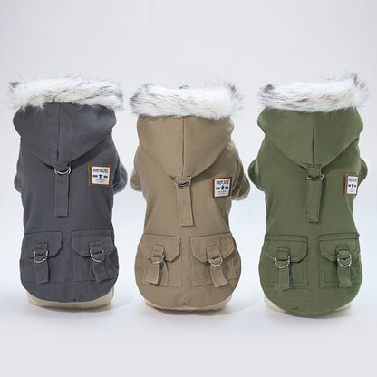Dog Vest Coat Two-Leg Autumn Winter Lined Warm Pet Clothes for Small Medium Dogs, Sleeveless Back Coverage Dog Jacket for Cold Weather, Sizes S M L XL XXL, Deep Gray & Khaki
