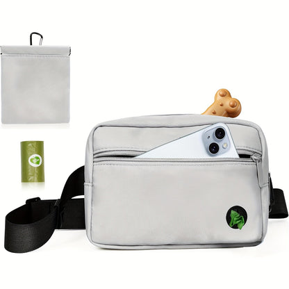 Dog Treat Pouch for Training - Waist Belt Bag with Poop Bag Dispenser, Detachable Treat Bag & Carabiner - Dog Walking Bag for Puppy Training Rewards, Fits Phone, Keys & Water Bottle