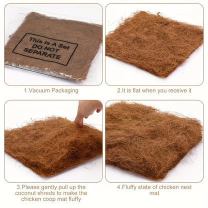Chicken Coop Nesting Box Pads 12x12" – Natural Egg-Laying Bedding Material for Hen House, Reusable Nest Box Liner for Most Chicken Coops & Bird Nests, 4/5/8/13pcs Sets