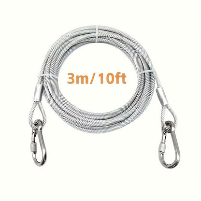Stainless Steel Dog Leash Reflective Rust-Resistant Heavy Duty Cable Tie-Out for Medium Large Dogs Outdoor Yard Camping 3XL 4XL Multiple Lengths Silvery Grey